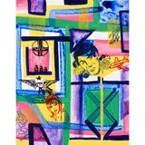 Kenny Scharf, Serious, 1987, acrylic on canvas board