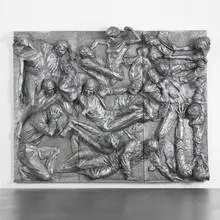 Robert Longo, Corporate Wars: Walls of Influence, 1982, cast aluminum