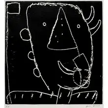 James Brown, untitled (from the Black and White Woodcuts portfolio), 1986, woodcut on paper