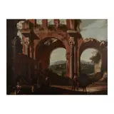 Niccolò Codazzi, Capriccio avec la Basilique de Constantin et Maxence, avec figures au fond, oil on canvas