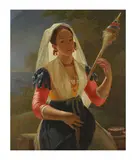 Pieter Van Hanselaer, Le tisseuse de laine, oil on canvas