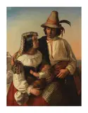 Louis Léopold Robert, Amoureux napolitains avec leur fils, oil on canvas, unlined