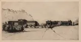 Sir David Young Cameron, View of the Royal Scottish Academy, etching and drypoint on paper
