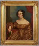 British School, Elegant Seated Woman in Victorian Dress