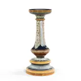 Doulton Lambeth Stoneware Pedestal, England, late 19th century, in the Persian style, candlestick form moulded and incised with palmettes and swirls with studded trim, all on a cobalt ground, ht. 36 in.