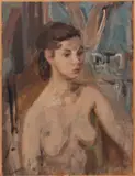 Lazare Volovick, Seated Nude, Half Length, oil on canvas