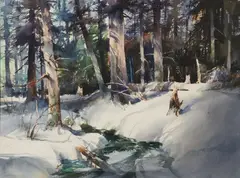 Lou, Woodland Stream in Snow