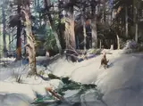 Lou, Woodland Stream in Snow