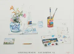 Saul Steinberg, 1979. Signed and dated 'Steinberg 1980' in pencil at the center. Color offset lithographic poster, framed.