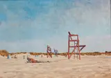 Hazard Durfee, Sachuest/A Beach View. Signed l.l., identified on accompanying label.  Oil on canvas, 24 1/4 x 34 1/4 in., framed.