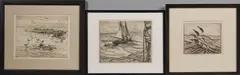 Three Maritime Scenes by Charles Herbert Woodbury, sold Dec 2022