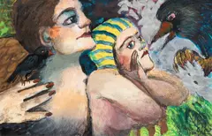Two Women with Black Birds by Joan Udell Erbe, sold Dec 2022