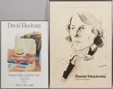 Three Framed Exhibition Posters by David Hockney, Grey Art Gallery signed 'David Hockney' in pencil (beneath the image) Lithograph or offset lithograph posters, sold Dec 2022