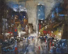 Gary Shepard, City at Night, oil on canvas
