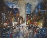 Gary Shepard, City at Night, oil on canvas