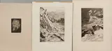 Max Klinger, A folder containing 13 prints by Max Klinger, including Portrait of Professor Dr. Lamprecht (1915, Beyer 423, IV/V) and nine larger-format etchings from various sets, including Intermezzi (Singer cat. #55, 56, 183, 201, 206 and 223), plus three other etchings, unmatted