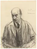 Max Liebermann, Selbstporträt, 1912, Kohle auf Papier. 34,2 cm × 26 cm (13 ½ in. × 10 ¼ in.)