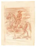 Hans von Marées, Reiter, Um 1885, Rötel auf dünnem Velin (Wasserzeichen: P M [Fabriano])