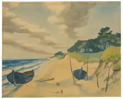 Boote am Ufer by Max Pechstein, 1935, Aquarell über Bleistift auf Velin, sold Dec 2016