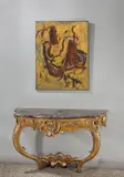 Johann Michael Hoppenhaupt d.Ä., Konsoltisch – Ausführung: Dresdner Hofwerkstätten, Um 1745, Holz, geschnitzt, ursprünglich vergoldet; Platte aus Blankenburger Marmor