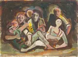 Frau mit sieben Männern by Karl Hofer, 1954, Öl auf Leinwand, sold Nov 2015