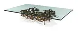 Ibram Lassaw, Coffee table, c. 1960, Melt coated welded steel with glass