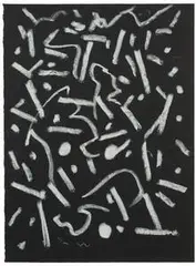 Emerson Woelffer, Untitled (White on black), Pastel on paper