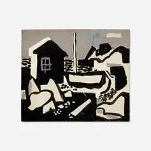 Untitled by Vaclav Vytlacil, tempera on paperboard, sold Dec 2020