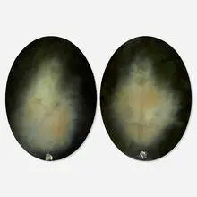 Stephen G. Rhodes, Vacant Portrait (R.B. Elliot & A.G. Thurman), 2009, oil and collage on canvas diptych
