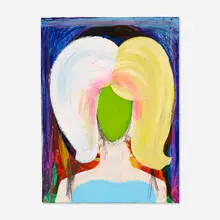 Matthias Dornfeld, O.T. (Light Blue Top), 2008, acrylic, wax crayon, pencil on paper laid to canvas