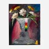 T.M. Davy, Self Portrait of the Flowers, 2009, cut paper, metallic paper, pastel, acrylic paint, oil paint