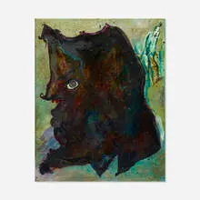 Michaela Eichwald, Boeser Mensch Mit Gemeinen Absichten, 2007, metal leaf, oil, and varnish on canvas