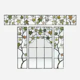 John Scott Bradstreet, Window panels with stylized maple leaves and branches, set of four, clear and slag glass, zinc
