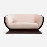 André Domin and Marcel Genevrière, Settee, c. 1930, upholstery, stained mahogany