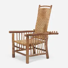 Old Hickory, Morris chair, model 80, c. 1914, hickory, woven hickory splint