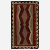 Lightning pattern Spider Woman rug by Emmi Whitehorse, hand-woven wool, offered Jun 2023