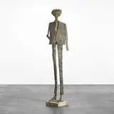 William King, The Chief, c. 1960, bronze mounted to travertine