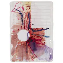 Michael Krebber, untitled, 1992, ink and watercolor with collage on graph paper