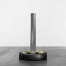 Cady Noland, Untitled, 1997-1998, rubber tire and aluminum pipe
