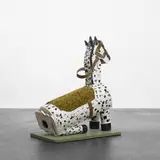 Andreas Slominski, Rat Trap, 2003, painted wood assemblage with rat trap, nails, leather and wool