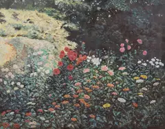 Hazard Durfee, A Summer Garden. Signed l.r. Oil on canvas, 38 1/4 x 48 1/2 in., framed.