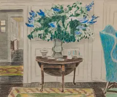 Emilio Sánchez Font, Interior Scene with Grand Floral Display