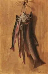 Henry Suydam, Trompe l'Oeil Still Life of Hanging Trout