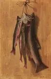 Henry Suydam, Trompe l'Oeil Still Life of Hanging Trout