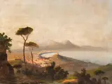 View of Naples by American School, Unsigned. Oil on canvas, sold Dec 2022