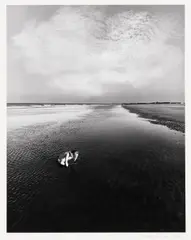 Doug Prince, Untitled (Boy Playing in Tidal Pool), 1972, Gelatin silver print; signed and dated in pencil on the mount; mounted and matted