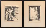Luis Arenal Bastar, Two Framed Lithographs: Departing Soldier and Witness to Street Fighting, Soldier initialed 'LA' (in the matrix)