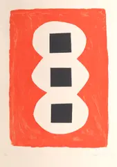 Breon O'Casey, Blue Wings, Flower with orange dots, Three Black Squares
