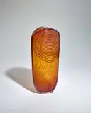 Antonio da Ros, Cappe Series Vase, for Vetreria Gino Cenedese, amber glass with milky white canes