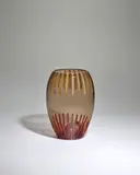 Vetreria Gino Cenedese, Savana Vase, fumè glass with amber and red canes, engraved 'Cenedese' and foil label 'MURANO cenedese VETRI'